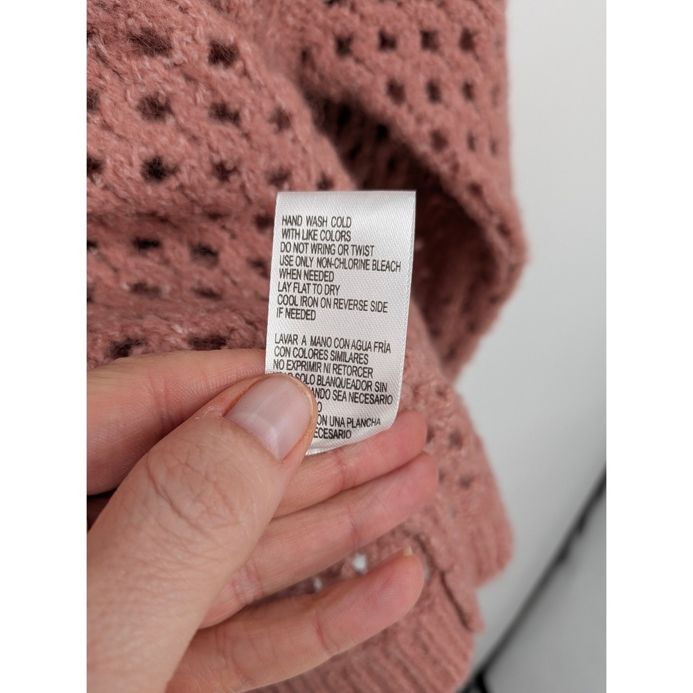 Democracy Crochet Open Knit Sweater Womens Medium Pink Mauve Soft Boho‎ Spring - Picture 4 of 8